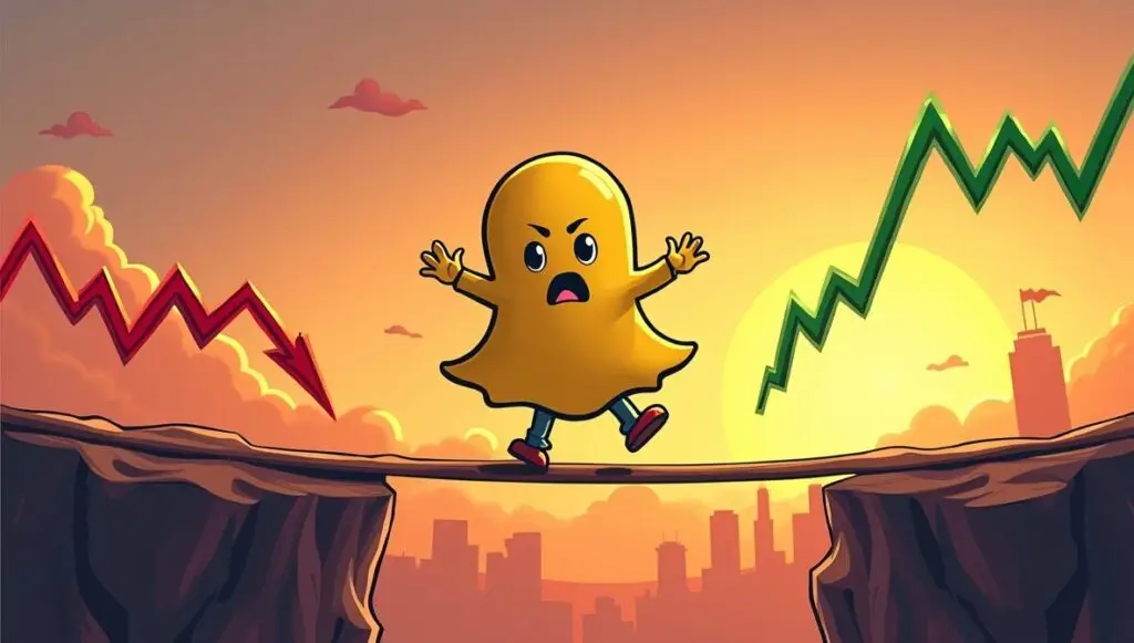 A cartoonstyle character personifying Snapchat with a 1