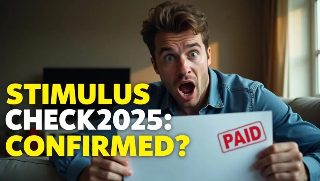 A realistic closeup of a shocked young American man after seeing stimulus check 2025